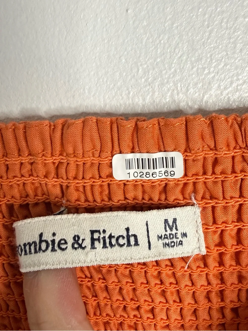 Abercrombie & Fitch Sydney Smocked Midi Dress Medium Orange Pockets